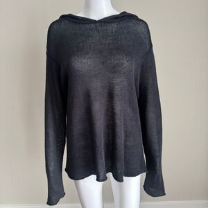 Vintage Gap Linen Ramie Knit Hooded Sweater Navy Size M